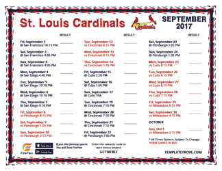 September 2017 St. Louis Cardinals Printable Schedule