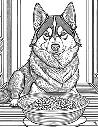 Siberian Husky Coloring Page 1 - Full Page