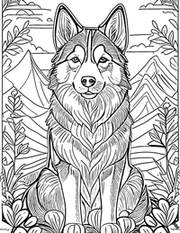 Siberian Husky Coloring Page 10 - Full Page