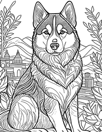 Siberian Husky Coloring Page 11 - Full Page