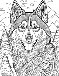 Siberian Husky Coloring Page 12 - Full Page