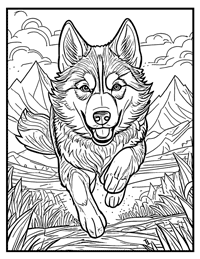 Siberian Husky Coloring Page 2 With Border