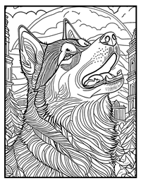 Siberian Husky Coloring Page 3 With Border