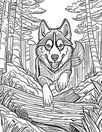 Siberian Husky Coloring Page 4 - Full Page