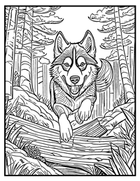 Siberian Husky Coloring Page 4 With Border