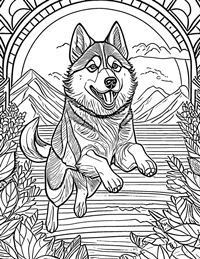 Siberian Husky Coloring Page 5 - Full Page