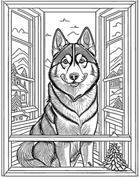 Siberian Husky Coloring Page 6 - Full Page