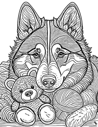 Siberian Husky Coloring Page 7 - Full Page