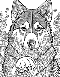 Siberian Husky Coloring Page 8 - Full Page