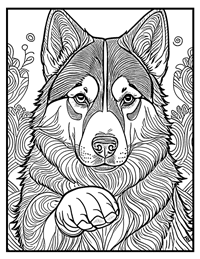 Siberian Husky Coloring Page 8 With Border