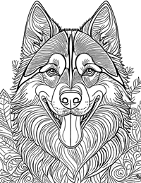 Siberian Husky Coloring Page 9 - Full Page