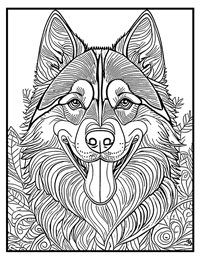 Siberian Husky Coloring Page 9 With Border