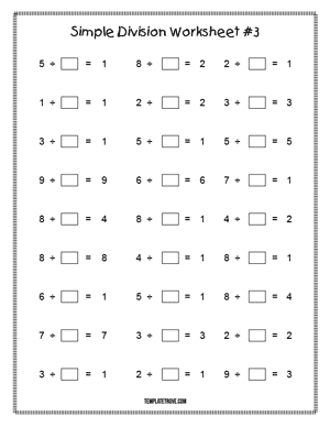 Printable Simple Division Worksheet #3