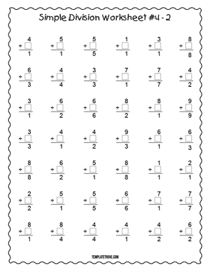 Printable Simple Division Worksheet #4-2