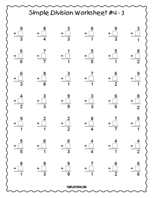 Printable Simple Division Worksheet #4-3