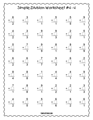 Printable Simple Division Worksheet #4-4