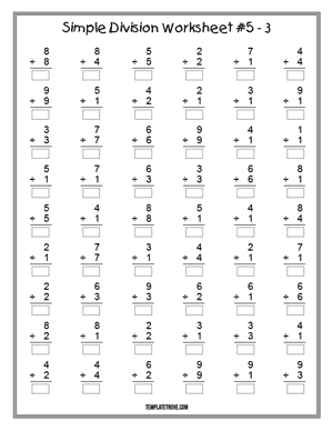 Printable Simple Division Worksheet #5-3