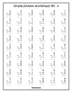 Printable Simple Division Worksheet #5-4