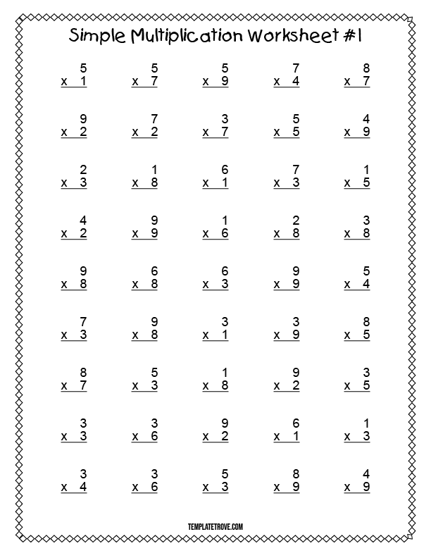 Multiplication Worksheet 1 5