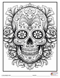 Sugar Skulls Coloring Pages for Adults 10 - Colored By