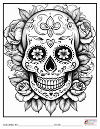 Sugar Skulls Coloring Pages for Adults 1 - Colored By