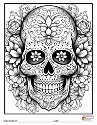 Sugar Skulls Coloring Pages for Adults 2 - Colored By