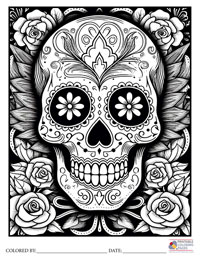 Sugar Skulls Coloring Pages for Adults 3 - Colored By