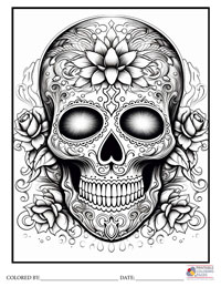 Sugar Skulls Coloring Pages for Adults 6 - Colored By