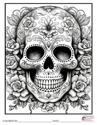 Sugar Skulls Coloring Pages for Adults 9 - Colored By