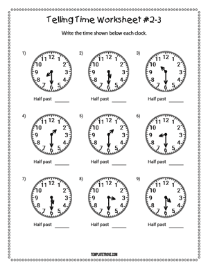 Telling Time Worksheet #2-3