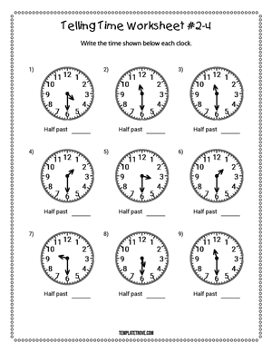 Telling Time Worksheet #2-4