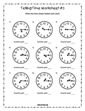 Telling Time Worksheet #3