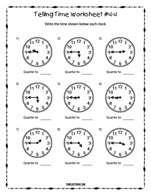 Telling Time Worksheet #4-4