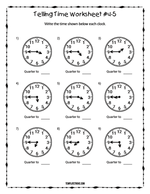 Telling Time Worksheet #4-5