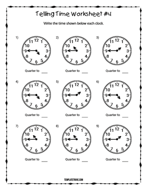 Telling Time Worksheet #4