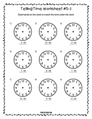 Telling Time Worksheet #5-3