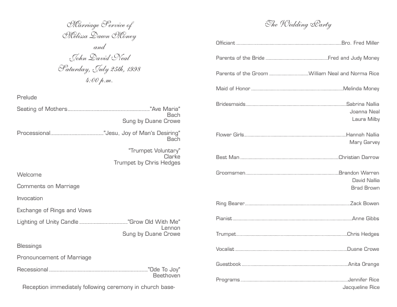 Printable Blank Wedding Program Template Printable Templates