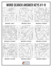 Word Search Printable Solutions 1-9