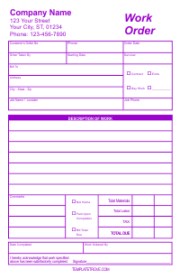 Work Order Form - Purple