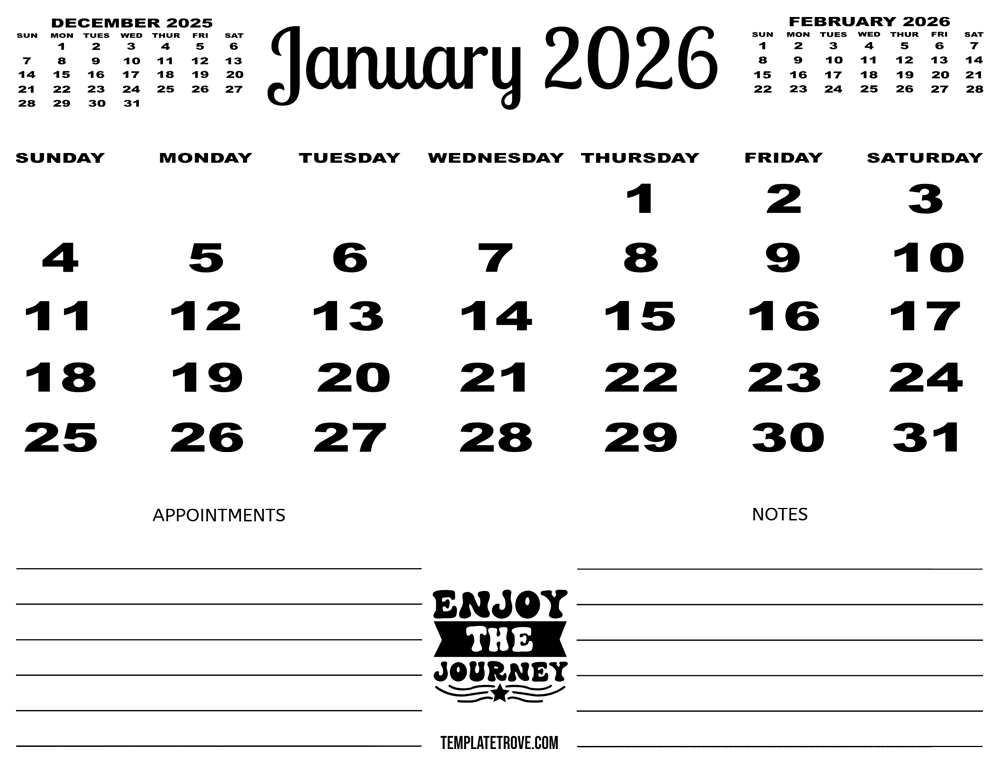 January 2026 Online Calendar Maker